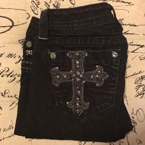 MISS ME black embellished straight jeans size 27